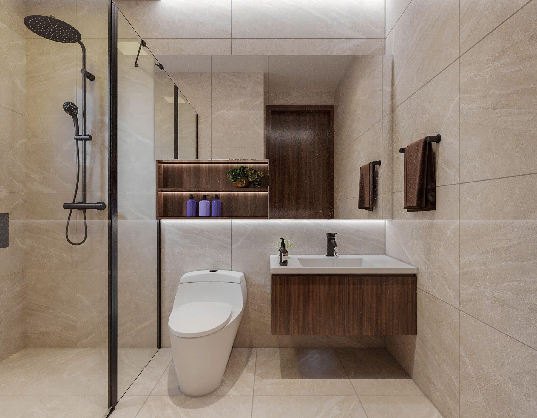 Thiết kế nội thất phòng tắm nhà vệ sinh khép kín hiện đại Hưng Yên